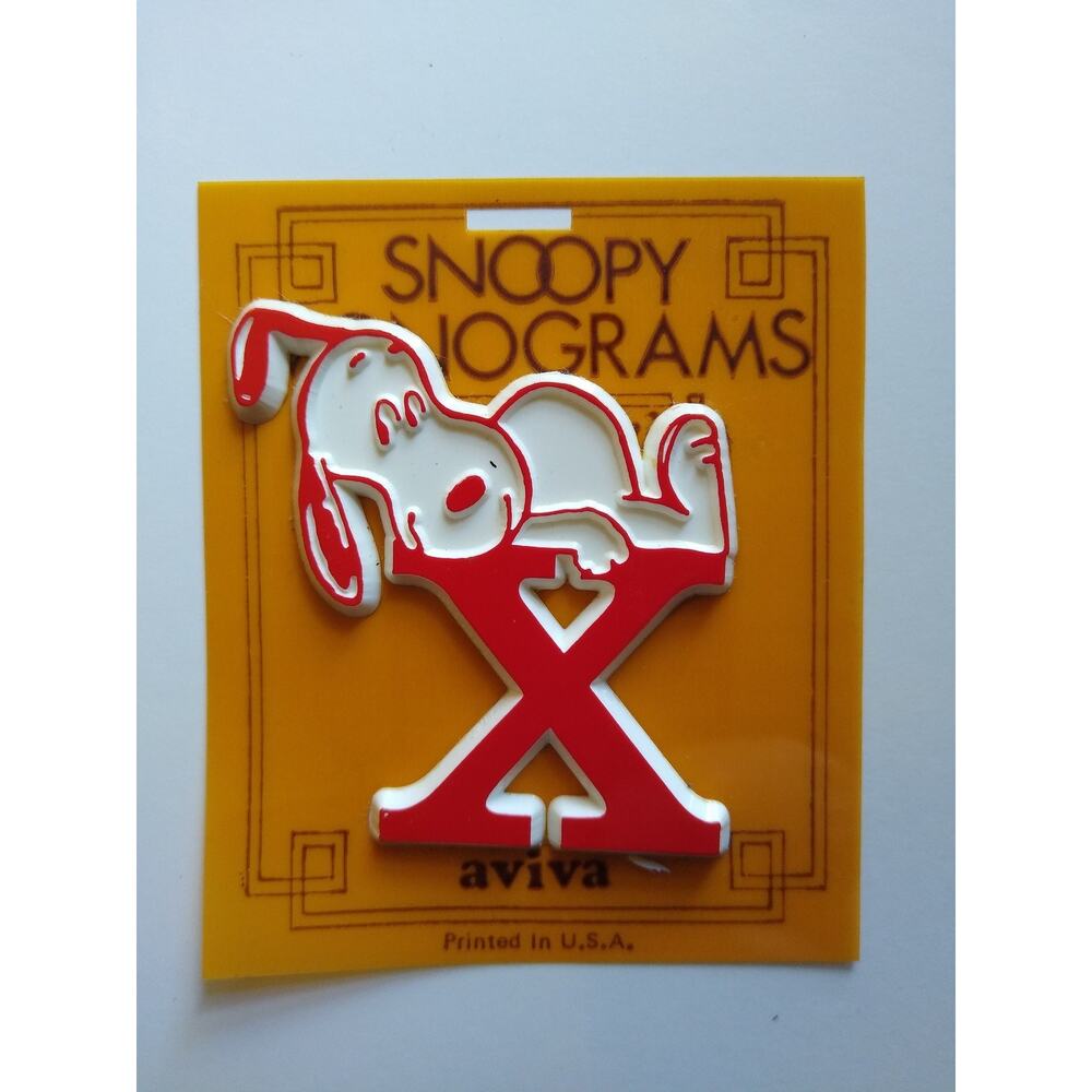 Vintage Snoopy Monograms Letter X Sticker Decal Aviva Peanuts Schulz USA NEW